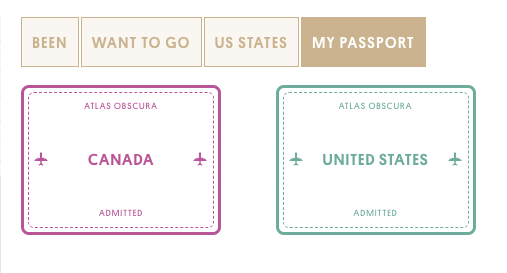 Atlas Obscura passport stamps